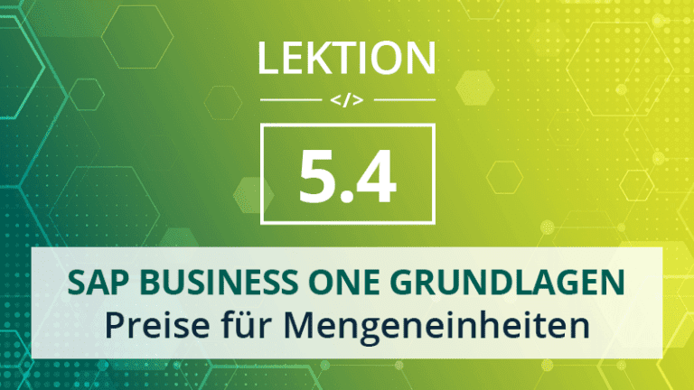 SAP Business One Grundlagen 5.4 – Preise für Mengeneinheiten