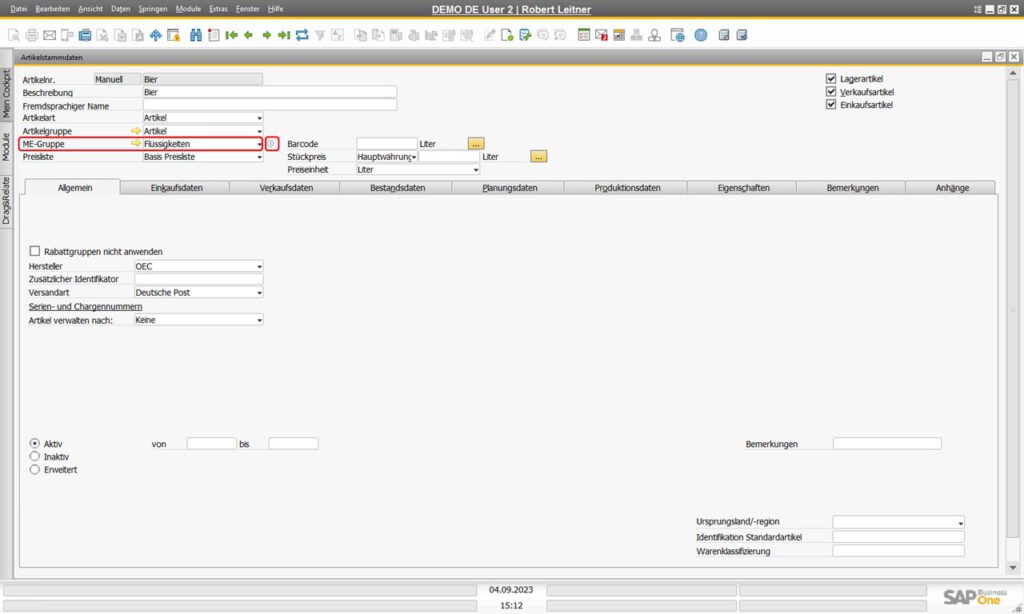 Mengeneinheiten-Gruppen in SAP Business One