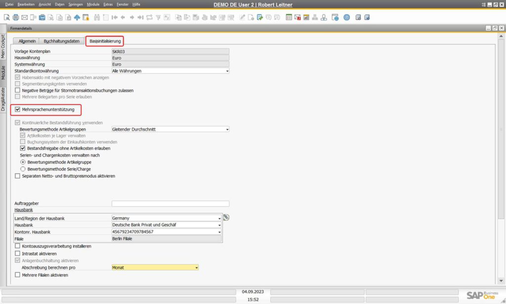 SAP Business One Übersetzungen - Mehrsprachigkeit aktivieren