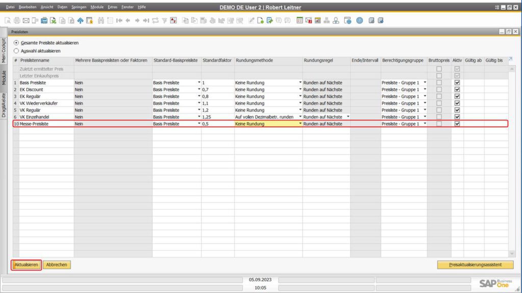 Preislisten in SAP Business One definieren