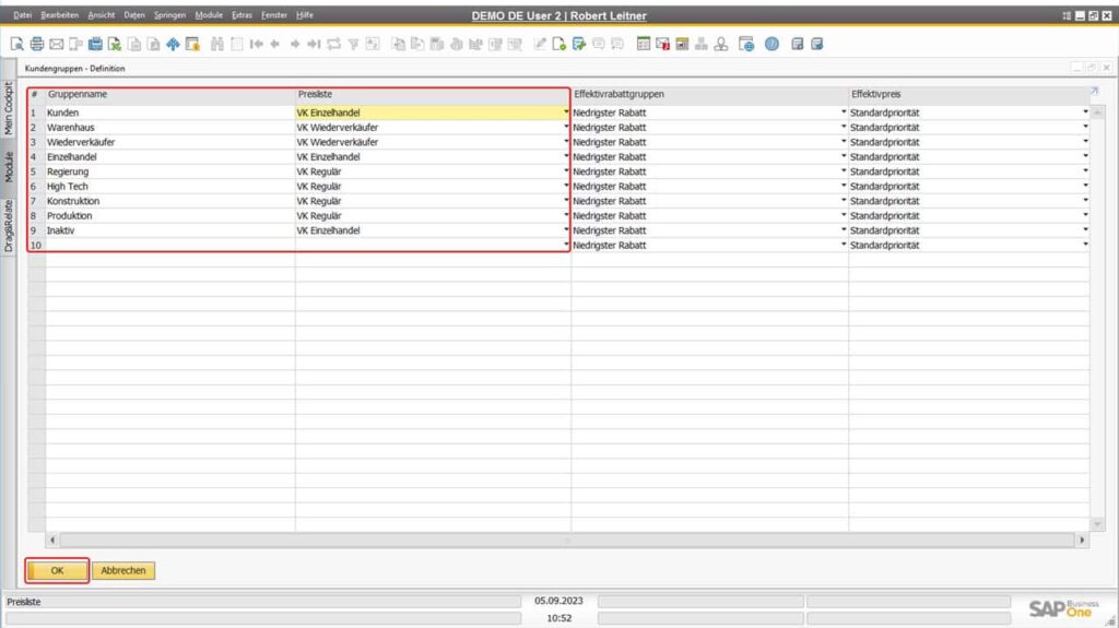 Preislisten für Geschäftspartner in SAP Business One