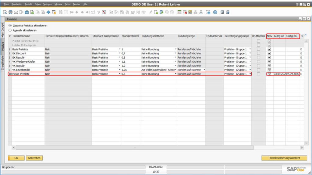 SAP Business One neue Spalten
