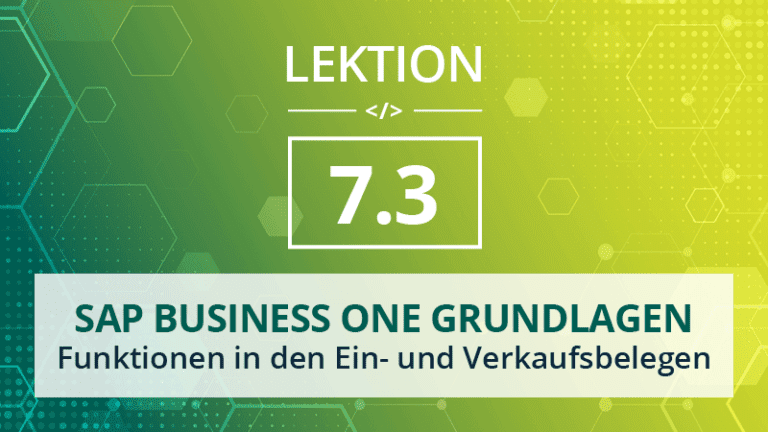 SAP Business One Grundlagen 7.3 – Funktionen in den Ein- und Verkaufsbelegen